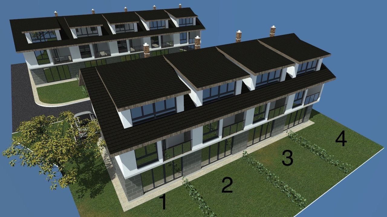 Dreistöckiges Reihenhaus in Banevo – moderne Bauweise, Hof und zwei Parkplätze