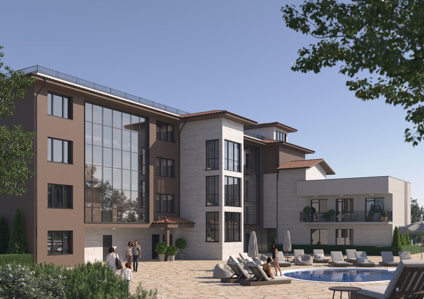 Luxuriöses geräumiges Haus mit Panoramaterrassen und eigenem Garten in einer modernen Anlage am Meer