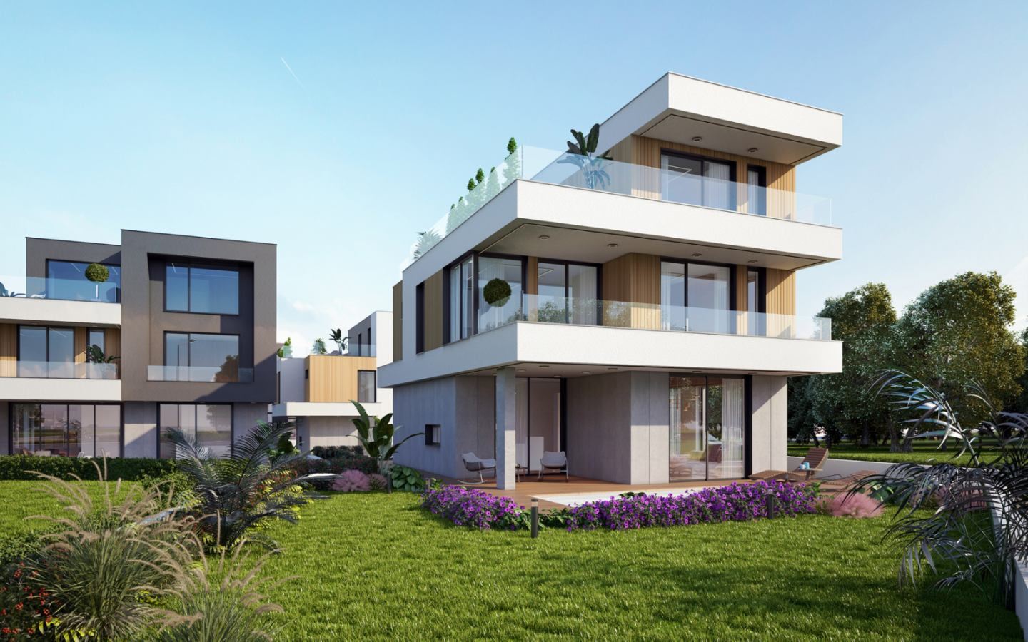 Freistehendes dreistöckiges Haus in einem Boutique-Komplex luxuriöser Häuser mit Meerblick in Budzhaka – Sozopol