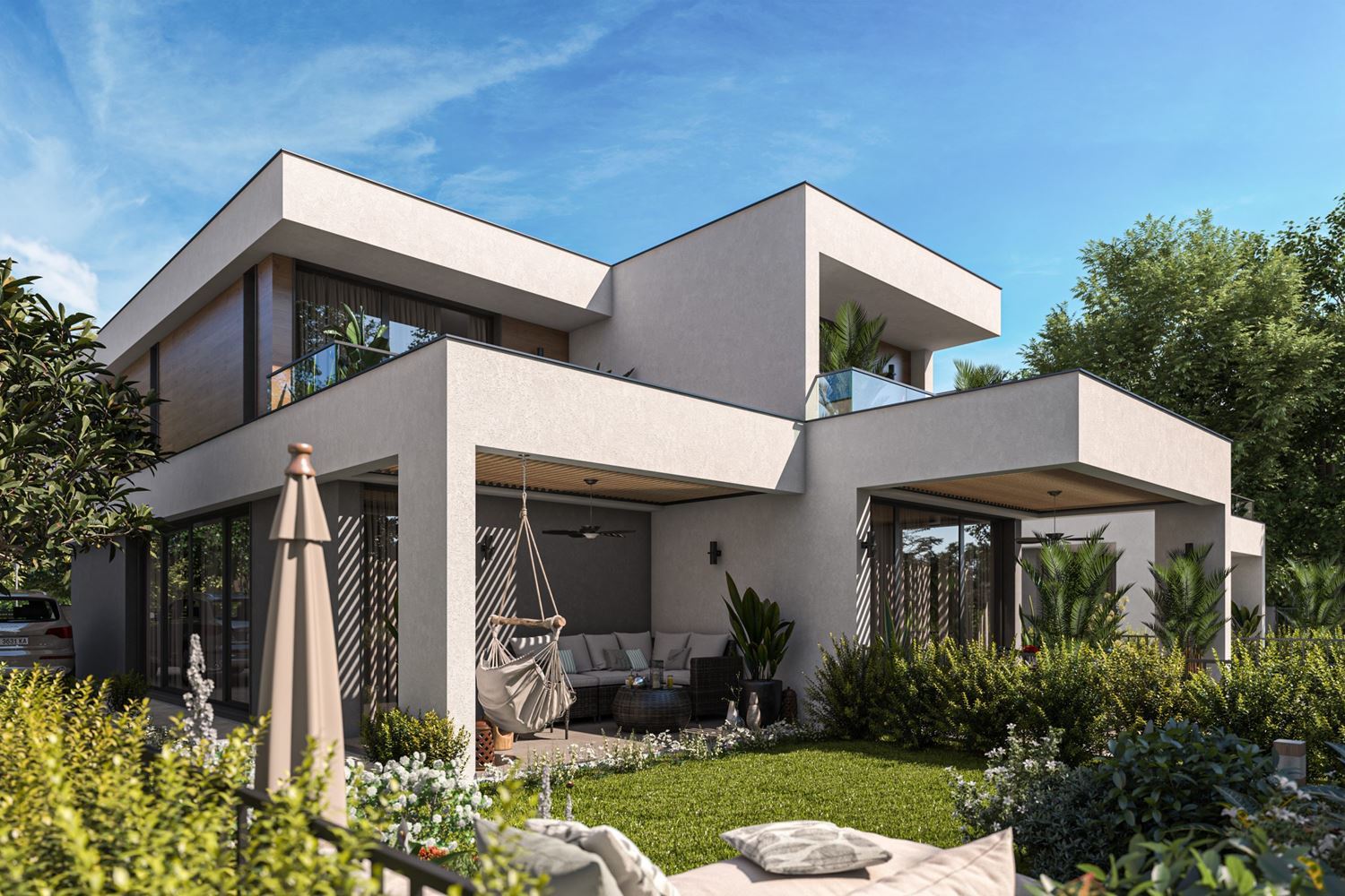 Exklusives zweistöckiges Haus mit drei Schlafzimmern und großzügigem Garten in einer luxuriösen, bewachten Wohnanlage zwischen Sarafovo und Pomorie