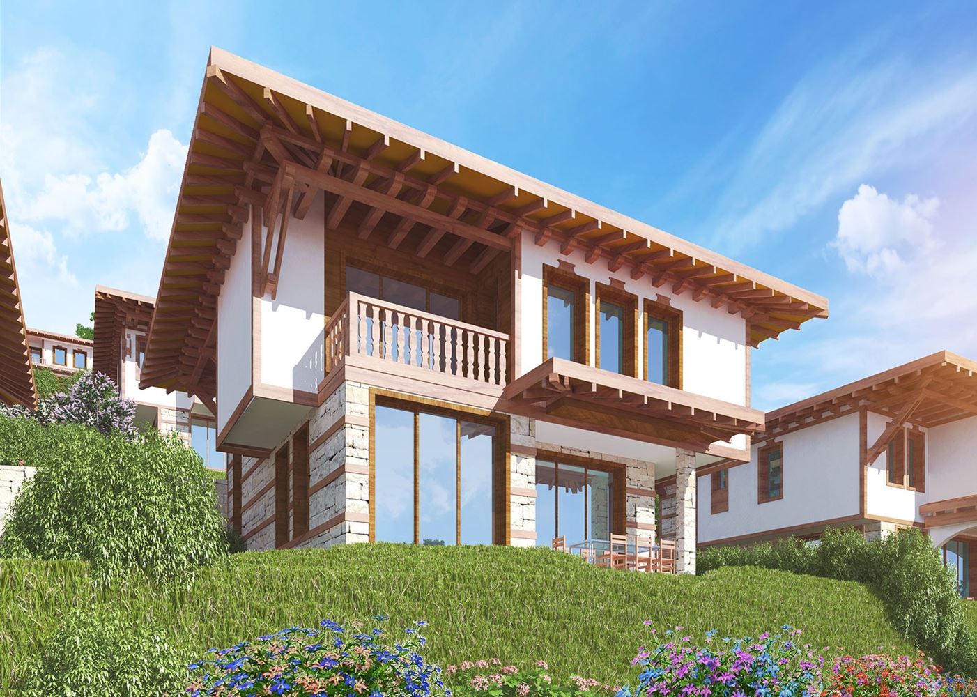 Neues Doppelhaus mit drei Schlafzimmern in Sveti Vlas – Meerblick, Natur und eine exklusive Wohnanlage