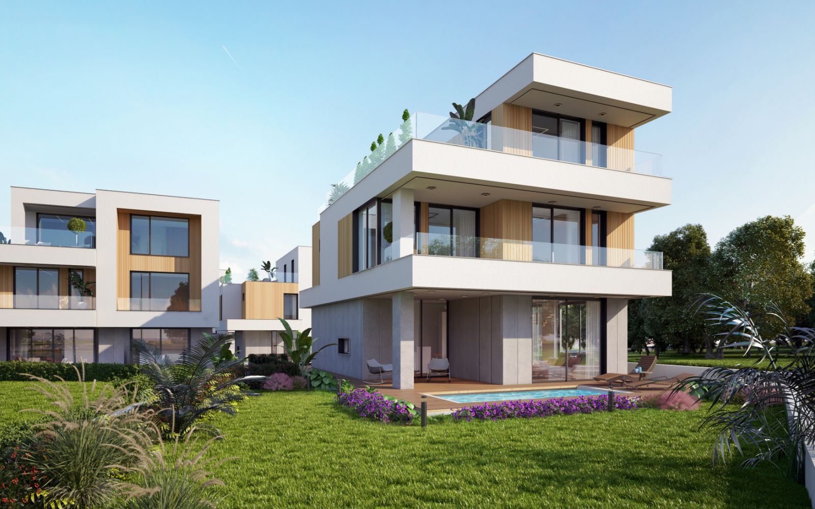 Freistehendes dreistöckiges Haus in einem Boutique-Komplex luxuriöser Häuser mit Meerblick in Budzhaka – Sozopol